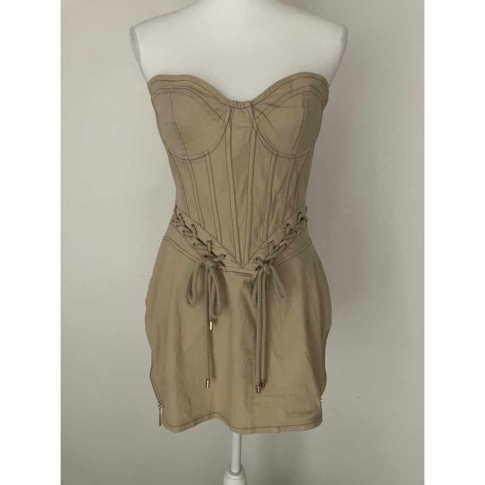 Pretty Little Thing Bodycon Corset Dress Size US 10 With Rope Detail